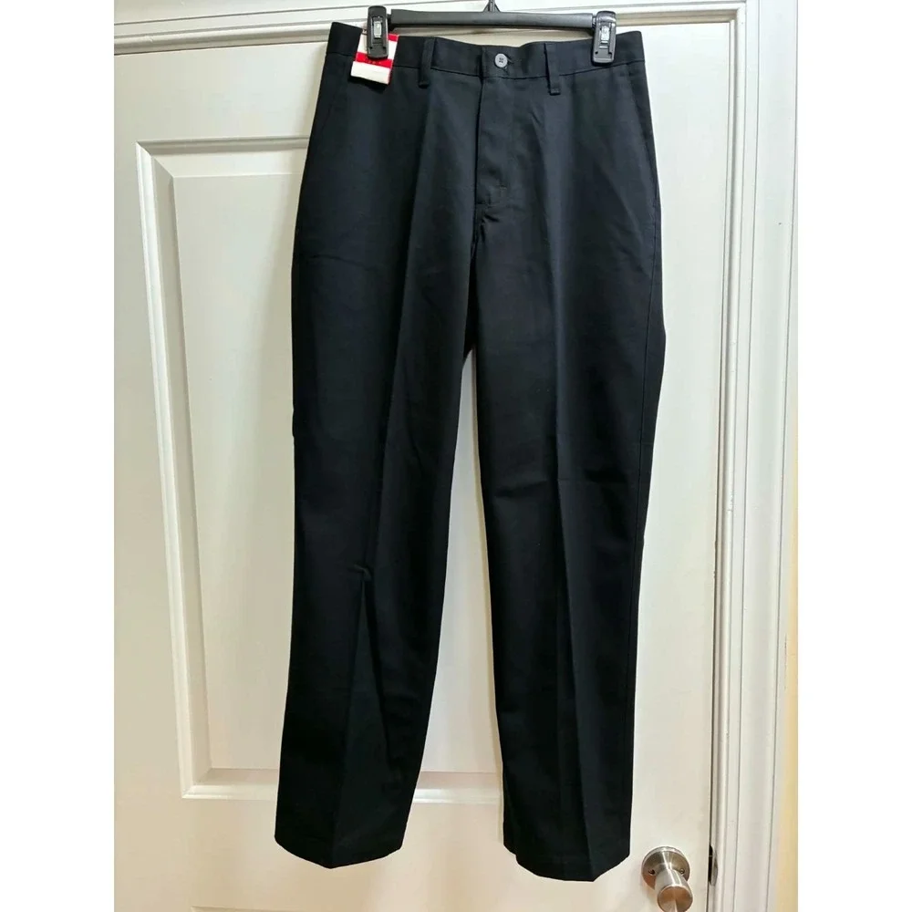 Lee Mens 31x30 Black Performance Dress Pants Flat‎ Front Career Office